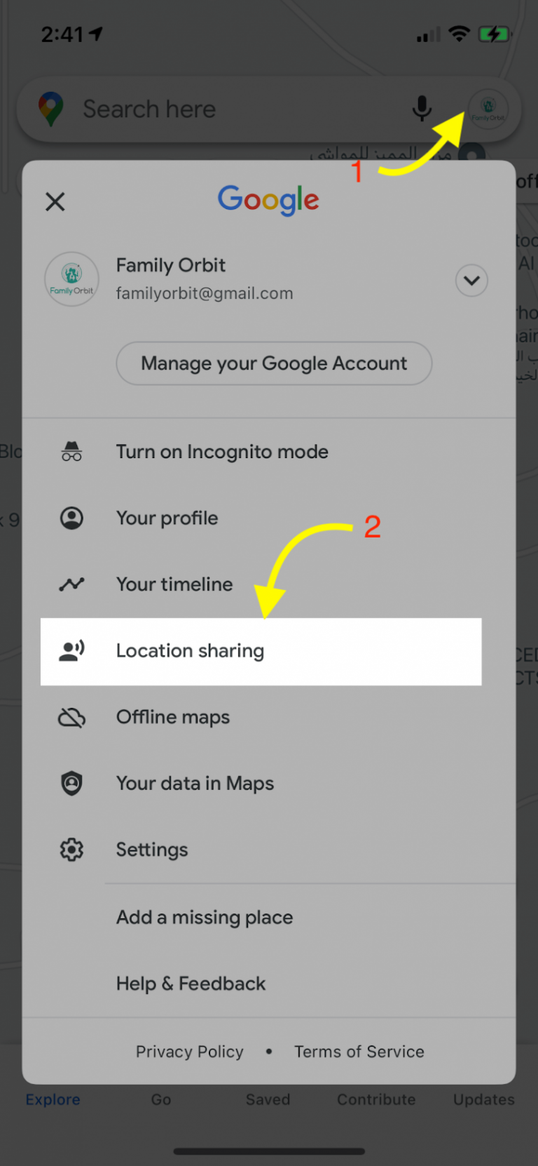 share location iphone to android